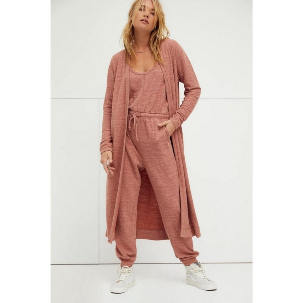 Free People Beach | Bicoastal Slub Knit Sleeveless Jumpsuit in Wine Size Small